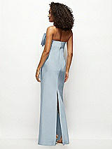 Rear View Thumbnail - Mist Strapless Satin Column Maxi Dress with Oversized Handcrafted Bow