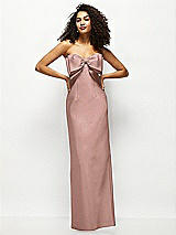 Alt View 1 Thumbnail - Neu Nude Strapless Satin Column Maxi Dress with Oversized Handcrafted Bow