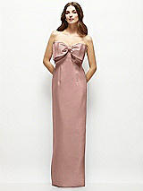 Alt View 2 Thumbnail - Neu Nude Strapless Satin Column Maxi Dress with Oversized Handcrafted Bow