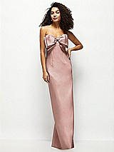 Front View Thumbnail - Neu Nude Strapless Satin Column Maxi Dress with Oversized Handcrafted Bow