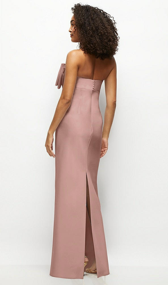 Back View - Neu Nude Strapless Satin Column Maxi Dress with Oversized Handcrafted Bow