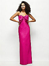 Alt View 1 Thumbnail - Think Pink Strapless Satin Column Maxi Dress with Oversized Handcrafted Bow