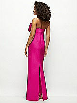Rear View Thumbnail - Think Pink Strapless Satin Column Maxi Dress with Oversized Handcrafted Bow