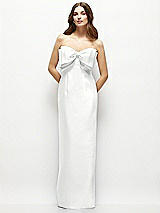 Alt View 2 Thumbnail - White Strapless Satin Column Maxi Dress with Oversized Handcrafted Bow