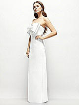 Alt View 3 Thumbnail - White Strapless Satin Column Maxi Dress with Oversized Handcrafted Bow