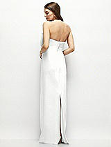 Alt View 4 Thumbnail - White Strapless Satin Column Maxi Dress with Oversized Handcrafted Bow