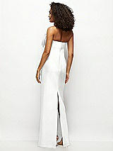 Rear View Thumbnail - White Strapless Satin Column Maxi Dress with Oversized Handcrafted Bow