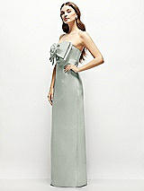 Alt View 3 Thumbnail - Willow Green Strapless Satin Column Maxi Dress with Oversized Handcrafted Bow