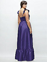 Alt View 3 Thumbnail - Grape Satin Corset Maxi Dress with Ruffle Straps & Skirt