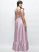 Alt View 3 Thumbnail - Suede Rose Satin Corset Maxi Dress with Ruffle Straps & Skirt