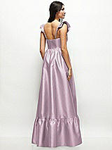 Rear View Thumbnail - Suede Rose Satin Corset Maxi Dress with Ruffle Straps & Skirt
