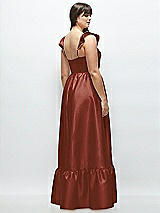 Alt View 3 Thumbnail - Auburn Moon Satin Corset Maxi Dress with Ruffle Straps & Skirt
