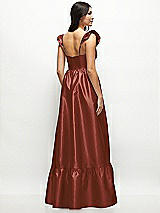 Rear View Thumbnail - Auburn Moon Satin Corset Maxi Dress with Ruffle Straps & Skirt