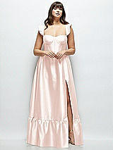 Alt View 1 Thumbnail - Blush Satin Corset Maxi Dress with Ruffle Straps & Skirt