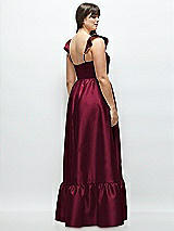 Alt View 3 Thumbnail - Cabernet Satin Corset Maxi Dress with Ruffle Straps & Skirt
