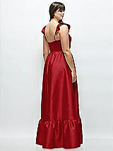 Alt View 3 Thumbnail - Garnet Satin Corset Maxi Dress with Ruffle Straps & Skirt