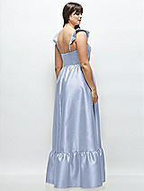 Alt View 3 Thumbnail - Sky Blue Satin Corset Maxi Dress with Ruffle Straps & Skirt
