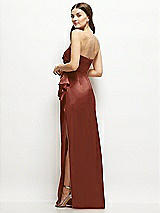 Alt View 3 Thumbnail - Auburn Moon Strapless Draped Skirt Satin Maxi Dress with Cascade Ruffle
