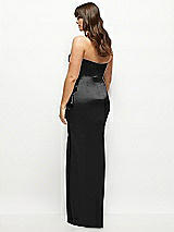 Rear View Thumbnail - Black Strapless Draped Skirt Satin Maxi Dress with Cascade Ruffle