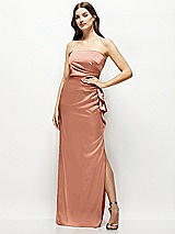 Alt View 1 Thumbnail - Copper Penny Strapless Draped Skirt Satin Maxi Dress with Cascade Ruffle