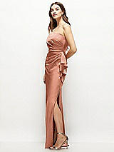 Alt View 2 Thumbnail - Copper Penny Strapless Draped Skirt Satin Maxi Dress with Cascade Ruffle