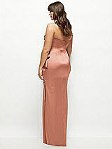 Rear View Thumbnail - Copper Penny Strapless Draped Skirt Satin Maxi Dress with Cascade Ruffle