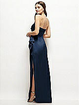 Alt View 3 Thumbnail - Midnight Navy Strapless Draped Skirt Satin Maxi Dress with Cascade Ruffle