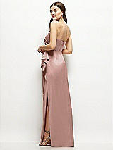 Alt View 3 Thumbnail - Neu Nude Strapless Draped Skirt Satin Maxi Dress with Cascade Ruffle