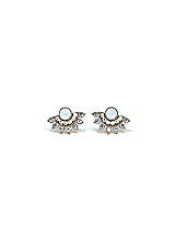 Side View Thumbnail - Gold White Opal Crystal Fan Stud Earrings