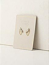 Side View Thumbnail - Gold Cubic Zirconia Gold Climber Earrings with Chain Detail