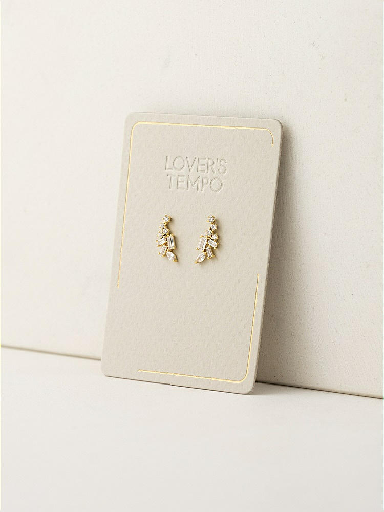 Back View - Gold Cubic Zirconia Gold Climber Earrings