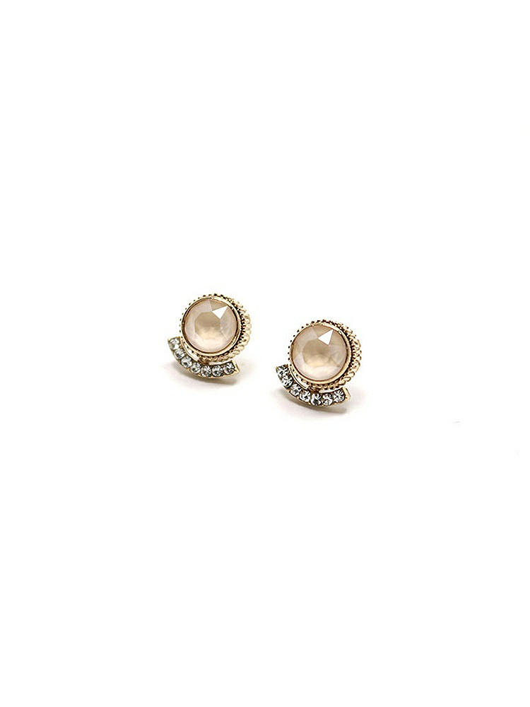 Back View - Champagne Vintage-Chic Crystal Stud Earrings