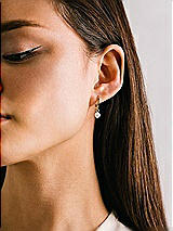 Rear View Thumbnail - Gold Pearl Drop Gold Huggie Earrings