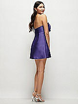 Rear View Thumbnail - Grape Strapless Bell Skirt Satin Mini Dress with Oversized Bow