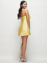 Rear View Thumbnail - Maize Strapless Bell Skirt Satin Mini Dress with Oversized Bow