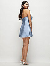 Rear View Thumbnail - Cloudy Strapless Bell Skirt Satin Mini Dress with Oversized Bow