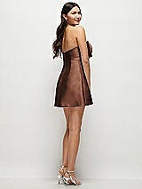 Rear View Thumbnail - Cognac Strapless Bell Skirt Satin Mini Dress with Oversized Bow