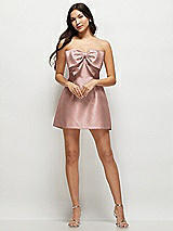 Front View Thumbnail - Neu Nude Strapless Bell Skirt Satin Mini Dress with Oversized Bow