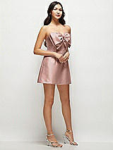 Side View Thumbnail - Neu Nude Strapless Bell Skirt Satin Mini Dress with Oversized Bow