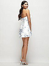 Rear View Thumbnail - Cottage Rose Larkspur Strapless Bell Skirt Floral Satin Mini Dress with Oversized Bow
