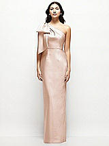 Front View Thumbnail - Cameo Oversized Bow One-Shoulder Satin Column Maxi Dress