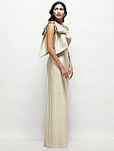 Side View Thumbnail - Champagne Oversized Bow One-Shoulder Satin Column Maxi Dress