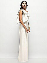 Side View Thumbnail - Ivory Oversized Bow One-Shoulder Satin Column Maxi Dress