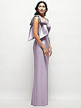 Side View Thumbnail - Lilac Haze Oversized Bow One-Shoulder Satin Column Maxi Dress