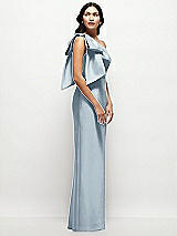Side View Thumbnail - Mist Oversized Bow One-Shoulder Satin Column Maxi Dress