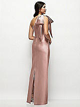 Rear View Thumbnail - Neu Nude Oversized Bow One-Shoulder Satin Column Maxi Dress