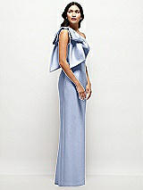 Side View Thumbnail - Sky Blue Oversized Bow One-Shoulder Satin Column Maxi Dress