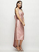 Side View Thumbnail - Neu Nude Scoop Neck Corset Satin Midi Dress with Floor-Length Bow Tails