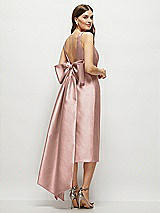 Rear View Thumbnail - Neu Nude Scoop Neck Corset Satin Midi Dress with Floor-Length Bow Tails