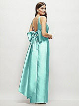 Front View Thumbnail - Coastal Scoop Neck Corset Satin Maxi Dress with Floor-Length Bow Tails